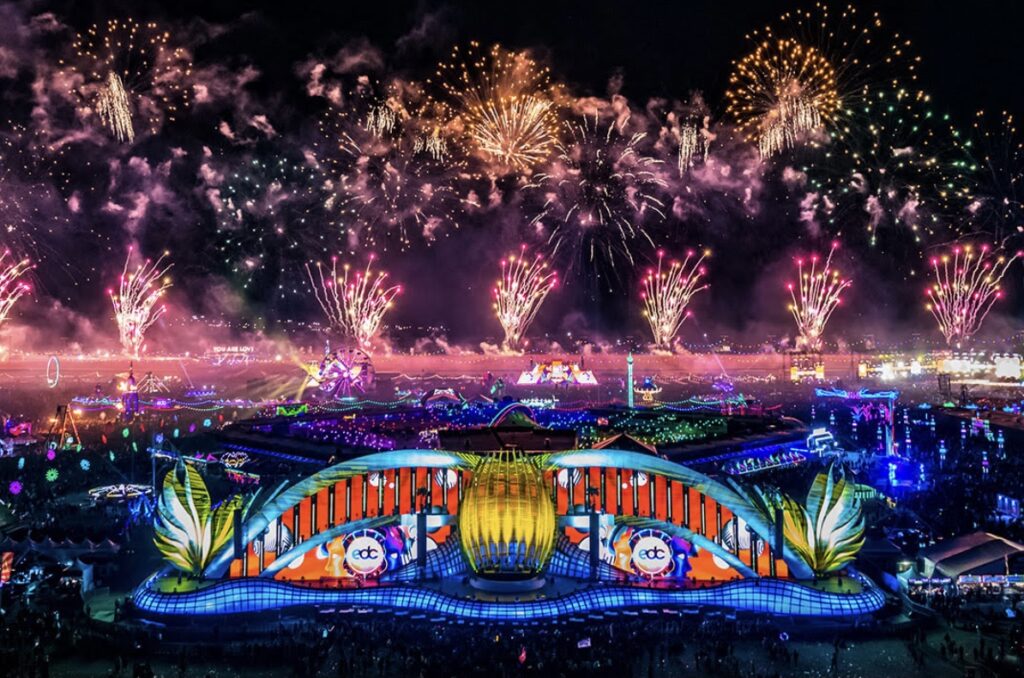 This image shows the Cosmic Meadow stage at EDC Las Vegas